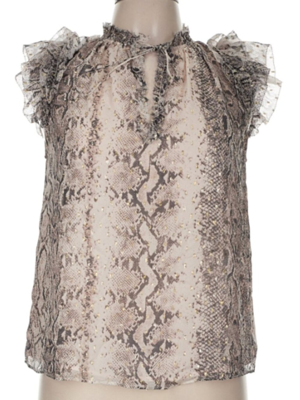 New w/o Tags Snake Print with Metallic Detailing Top